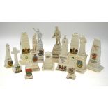 Crested wares of Great War interest: Eight cenotaph and war memorials including: The Cenotaph (no