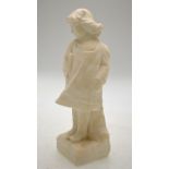 Eugenio Battiglia, an alabaster figure of a young school girl in pinafore with book under her arm,