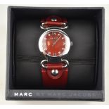 A lady's Marc by Marc Jacob stainless steel wristwatch on leather strap - apparently unused - boxed