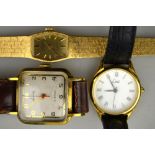 Two vintage stainless steel wristwatches (one a Tissot), to/w a Waltham gilt pocket watch,