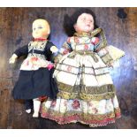 Two 19th century Continental composition costume dolls,