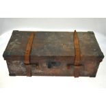 A 19th century leather cartridge case with seven divisions,