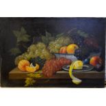 Continental school - A still life study with fruit, oil on canvas,
