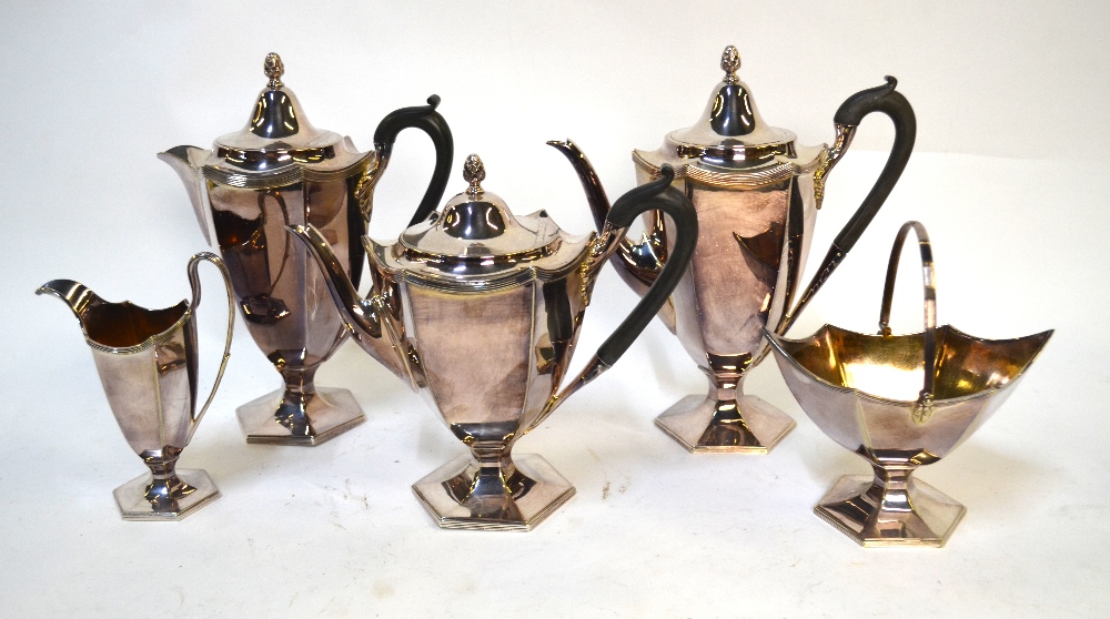 An Elkington Plate five-piece hexagonal urn-shaped tea/coffee service, - Image 5 of 9