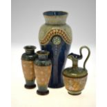 A collection of Royal Doulton glazed stoneware including a pair of Slaters Patent small vases, 16.