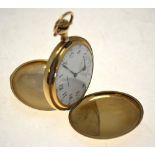 A Waltham gilt hunter pocket watch with top-wind movement Condition Report Not