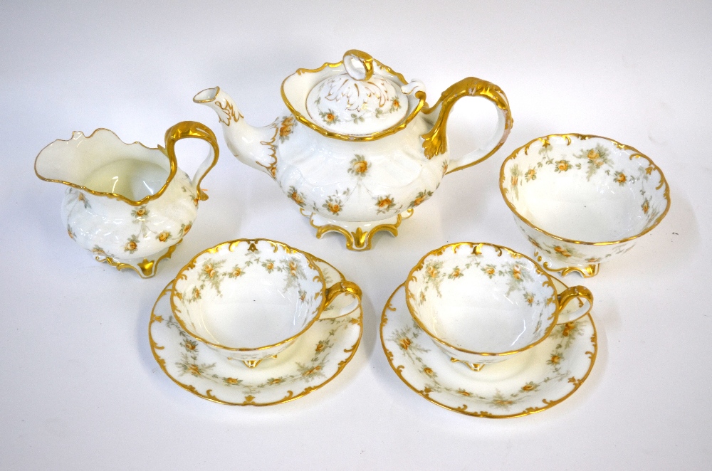 Cauldon late 19th century tea wares including: 'Tea for two' decorated with yellow roses & - Image 7 of 8