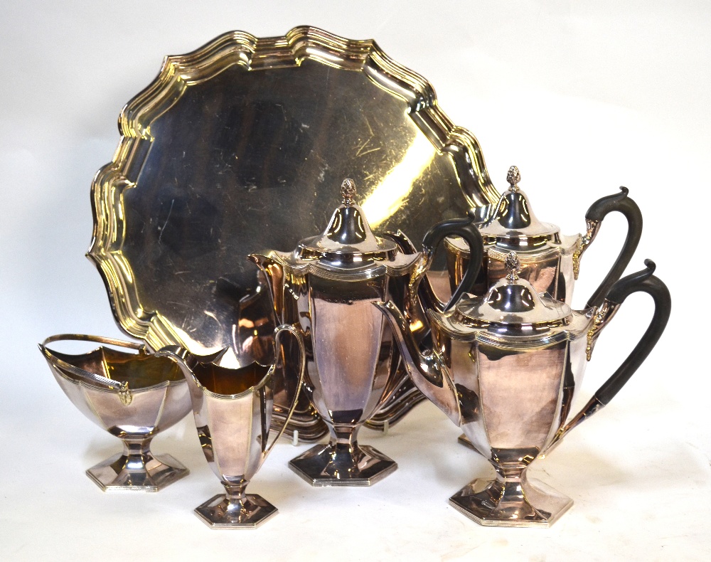 An Elkington Plate five-piece hexagonal urn-shaped tea/coffee service, - Image 4 of 9