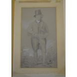 Andrew Morton (1802-45) - A gamekeeper, pencil with white chalk,