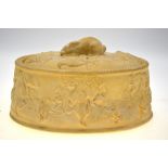 A Wedgwood caneware game tureen and cover moulded with birds, grapes and vine,