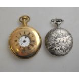 A gilt metal cased gentleman's hunter pocket watch, retailed by Lever Bros,