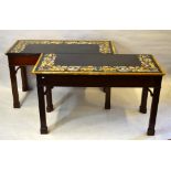A good pair of 18th century style Italian scagliola marble top console/side tables with floral