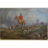 J Asmil - Hunting scene - The Scent, oil on canvas, signed lower left,