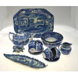 Spode Italian tea service and table wares having oval blue printed factory marks including meat