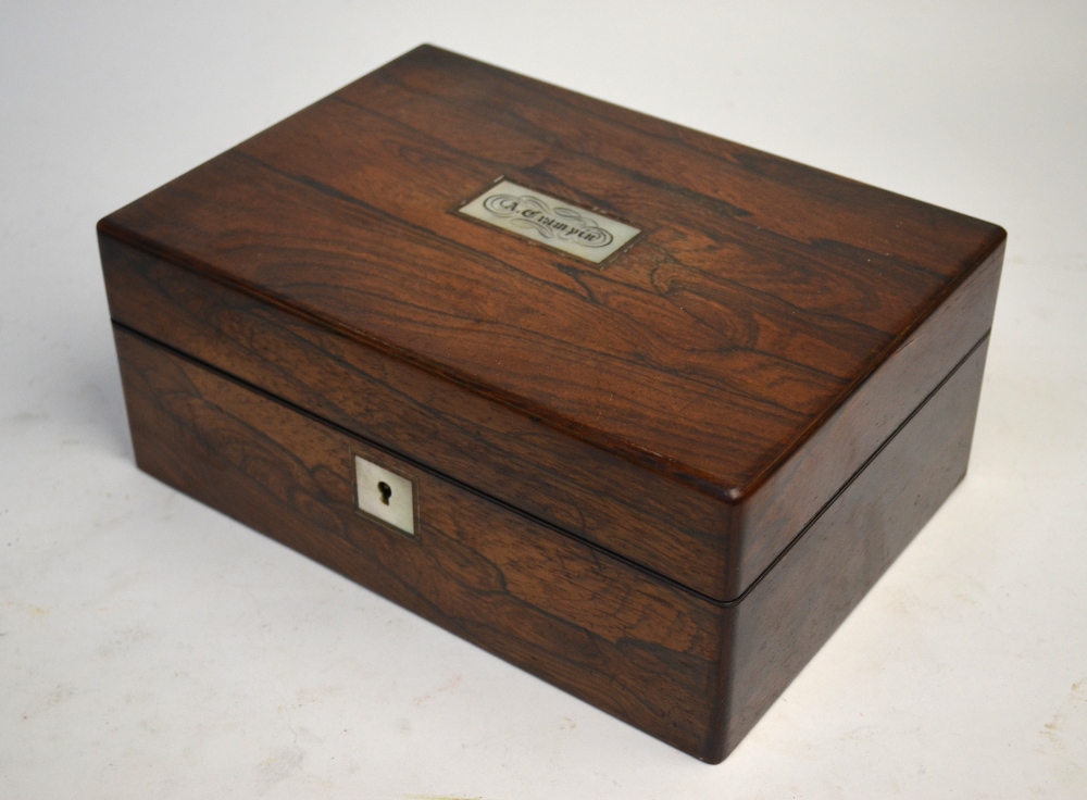A 19th century rosewood workbox, - Image 3 of 5