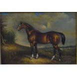 Lawrence Forwood - Study of a horse in a landscape, oil on panel, signed with initials lower left,