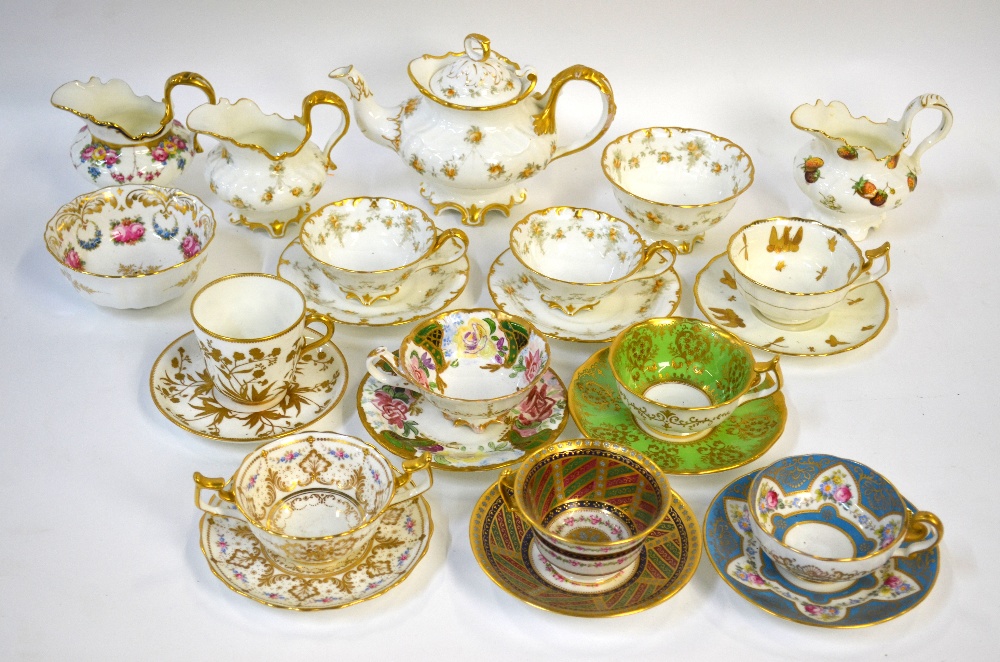 Cauldon late 19th century tea wares including: 'Tea for two' decorated with yellow roses &