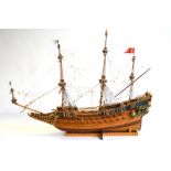 A well-detailed wooden model of 17th century Swedish three-masted warship 'Vasa',