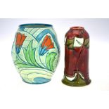 A Minton Ltd Secessionist vase, decorated on the ruby-red ground with stylised flowers,