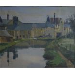 Victor Askew (1909-74) - A town canal view, oil on canvas, signed lower right,