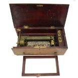 A 19th century Swiss inlaid rosewood musical box with lever-wound clockwork movement,