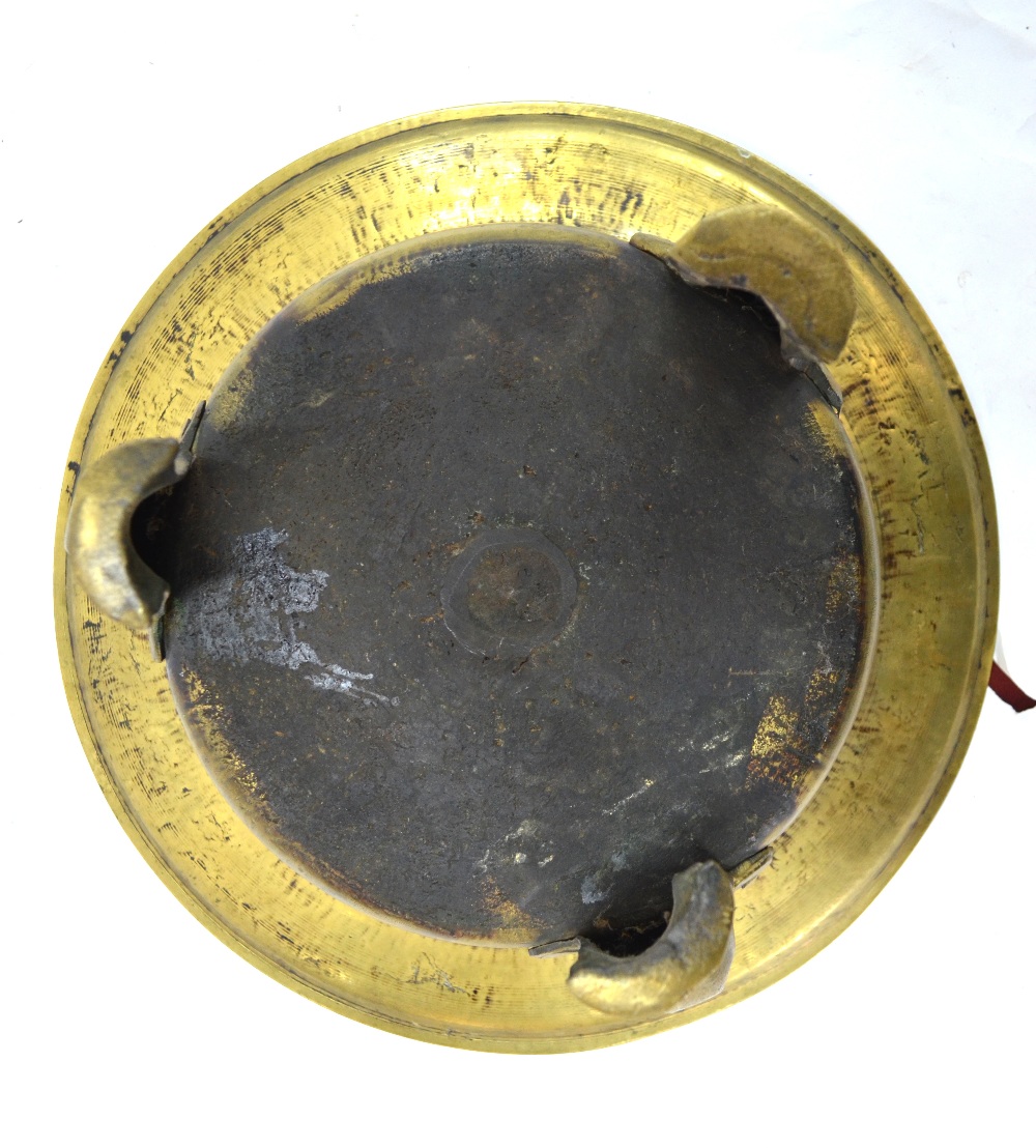 A brass or metal alloy tripod incense burner of circular form, - Image 6 of 6