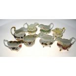 Eight assorted mid 19th century creamers including Coalport, Rockingham,