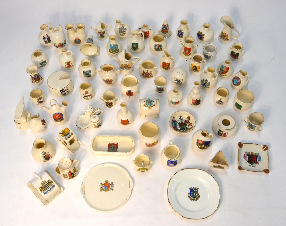 A collection of approximately 62 crested wares, including designs by W.H. - Image 3 of 13