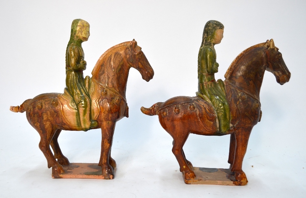 Two Sancai figures of horse riders in the style of the Tang Dynasty, - Image 2 of 7