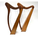 A pair of modern Irish harps (unnamed),
