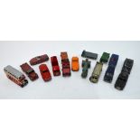 A quantity of un-boxed Dinky vehicles in worn condition including 29 Double Decker bus in City of