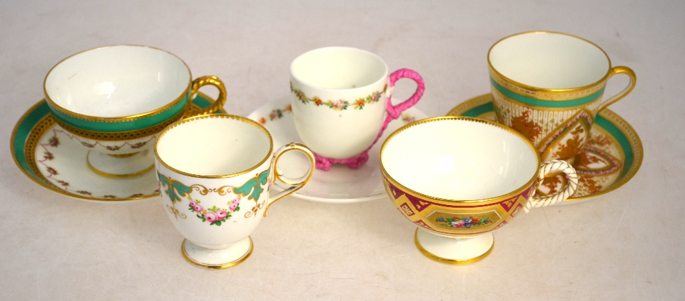 Brown Westhead Moore, c. 1870's decorative cups and saucers including patt. - Image 4 of 6