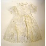 Collection of table linen, Victorian cotton infant's dress and gown, Irish linen tablecloth,