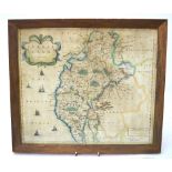 A Robert Morden County map engraving of Cumberland, 36 x 42 cm,
