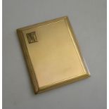 A 9ct yellow gold engine turned cigarette case having applied initials DFC,