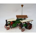 A Mamod Steam Wagon with log trailer to/w a Mamod Traction Engine,