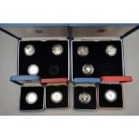 Ten various silver proof One Pound coins,
