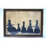 An early 19th century silhouette cut-out group of mother with children,