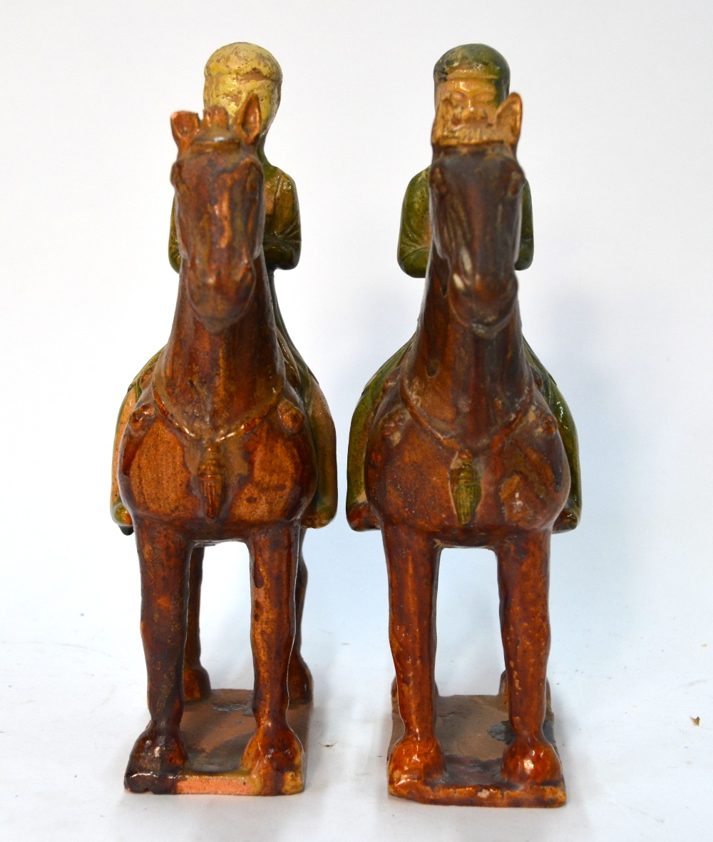 Two Sancai figures of horse riders in the style of the Tang Dynasty, - Image 3 of 7