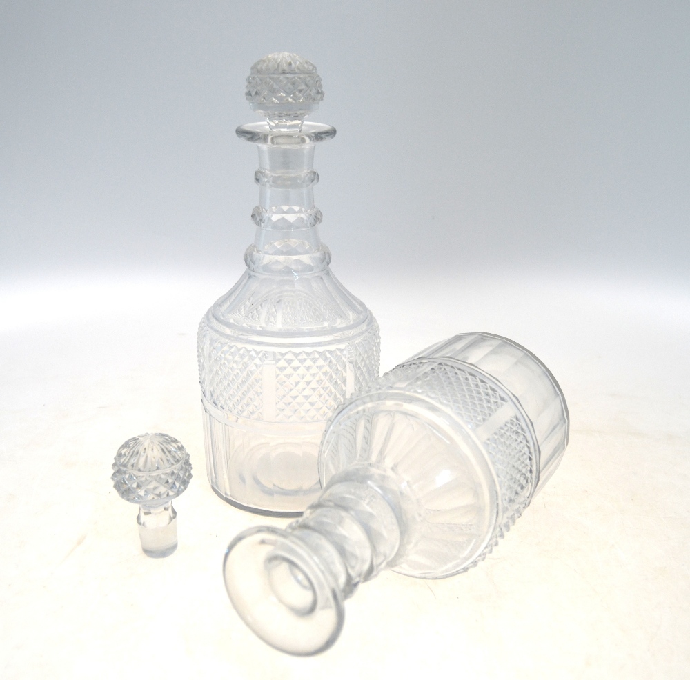 A pair of Georgian cut glass decanters; - Image 3 of 5