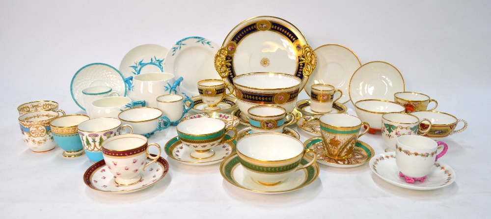 Brown Westhead Moore, c. 1870's decorative cups and saucers including patt. - Image 2 of 6