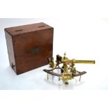 A 19th century brass sextant with silvered scale,