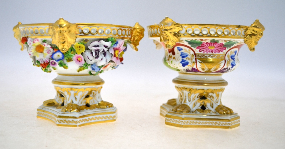 Two Derby Urn-shaped vases; one marked with the crown, - Image 2 of 5