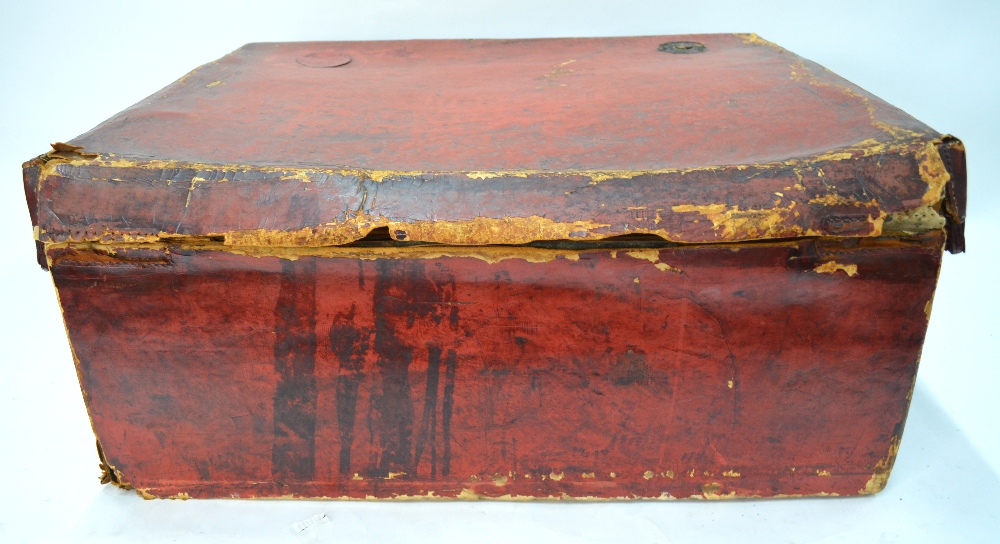 A Chinese red leather chest and cover of rectangular form, - Image 11 of 12