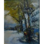 Francesco? - Impressionistic trees before buildings, oil on canvas,