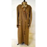 A vintage brown checked and tartan lined classic gentleman's wool dressing gown with striped