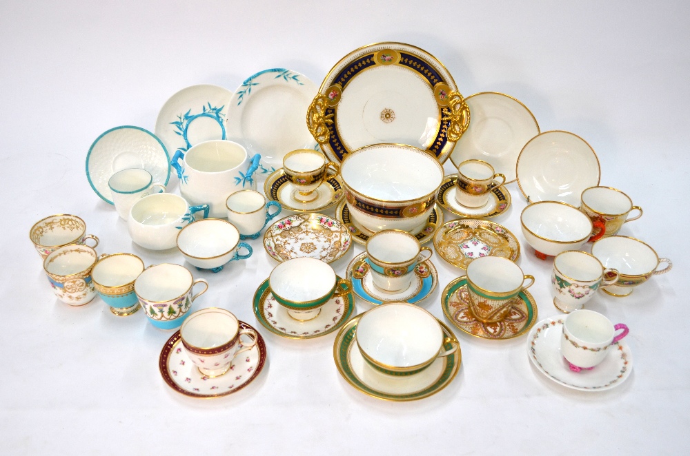 Brown Westhead Moore, c. 1870's decorative cups and saucers including patt.