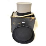 A grey felt top hat by Scott & Co., 'Hatters to HM The King & The Royal Family', 58 cm circ.