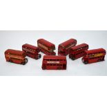 Five un-boxed Dinky Toy Double Decker London buses to/w two Routemaster buses 289 (7)