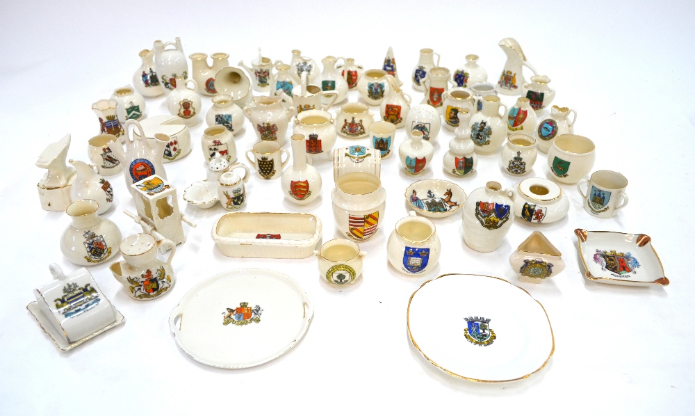 A collection of approximately 62 crested wares, including designs by W.H.